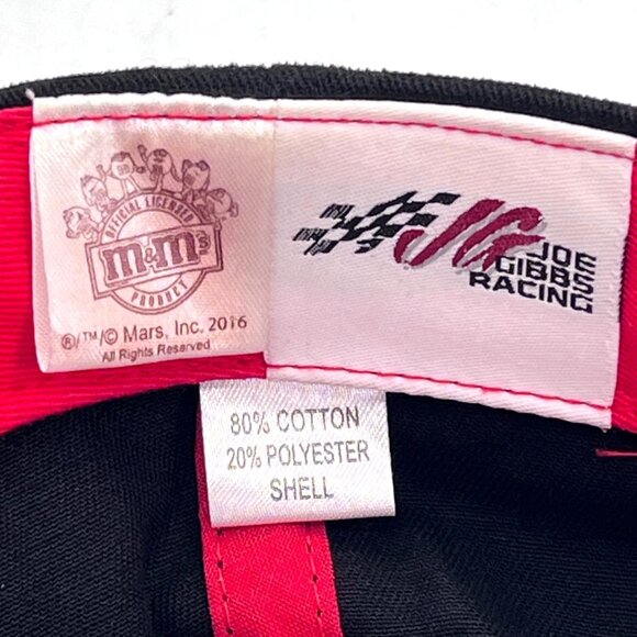 Kyle Busch #18 NASCAR M&Ms Joe Gibbs Racing Cap Hat 2016 Adjustable Red Black - Picture 2 of 12